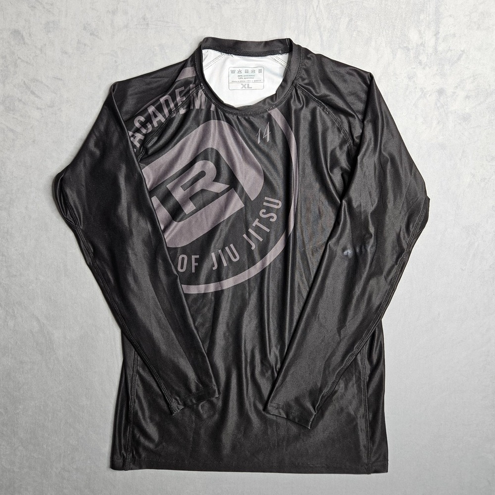 Jiu Jitsu Rash Guard Shirt Mens XL Black Long Sleeve BJJ Rol Academy Stretch